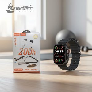 T900 Ultra 2 Smart Watch Black Belt & Recrsi RE-NY060 200 Hours Bluetooth Neckband Combo-0510205201