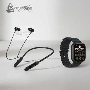 boAt EB09 200 Hours Bluetooth Neckband & T900 Ultra 2 Smart Watch Black Belt Combo-25102025001