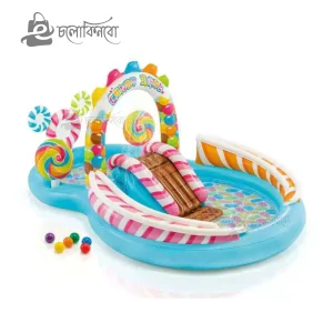 INTEX Candy Zone Inflatable Kiddie Pool Inflatable Kids Pool with Water Sprayer and Slide – Splash Pad-3101202601